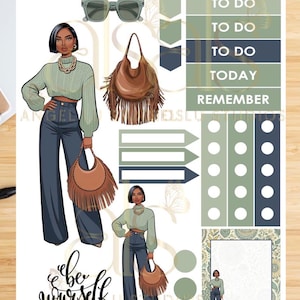 Beautiful African American Woman Planner Stickers| Beautiful African American Woman Sticker | Black Girl Sticker | Somja Doll