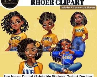 Digital Downloads, 5 Rhoer Club Clipart, Stickers, Tumblers, Planners, Black Women, Sublimation, T-shirts, Notebooks, Commercial Use