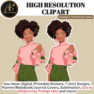 High-Resolution Clip Art | Visual MidJourney Prompt | Digital Sticker | African-American | Includes a Small Business Commercial Use License