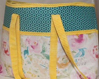 Large Quilted Watercolor Tote - Bag