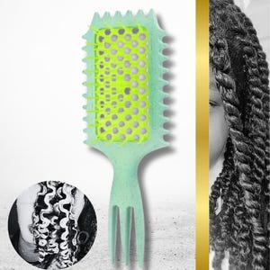 DOUBLE D Brush  It Detangles and Defines Curly And Coily Hair | Detangles Dry and Wet | Type 3 & Type 4 hair brush | 2 in 1 hair brush combo