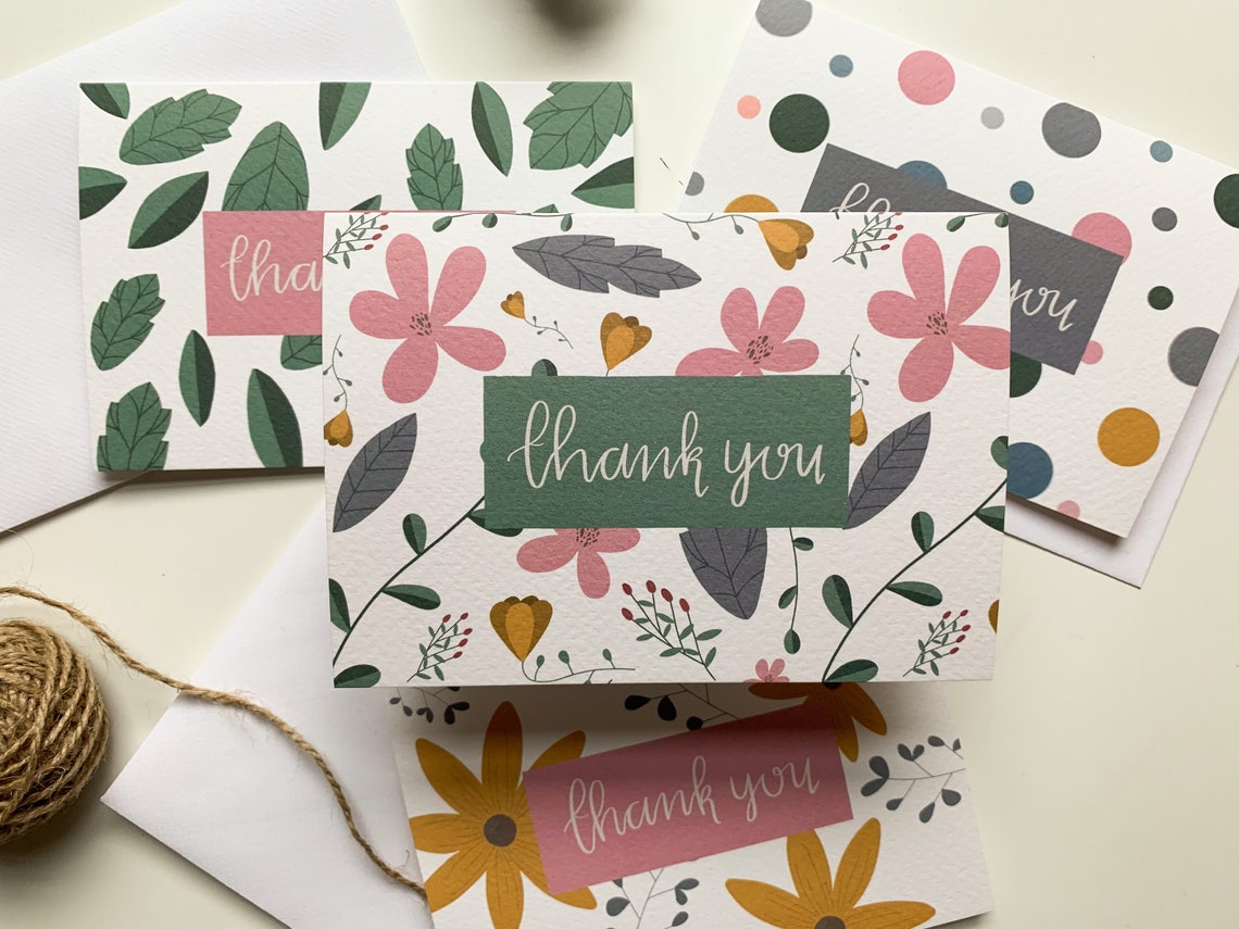 Thank You Card Pack Thank You Card Set Thank You Notecards Etsy