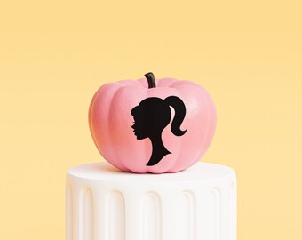Barbie vinyl decal Barbie silhouette sticker pumpkin vinyl decal sticker mirror sticker window sticker Barbie Cut pumpkin sticker for girls