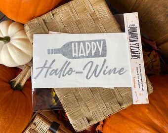 Happy Hallo-Wine Pumpkin Sticker: Non-Carving Halloween Vinyl Decal