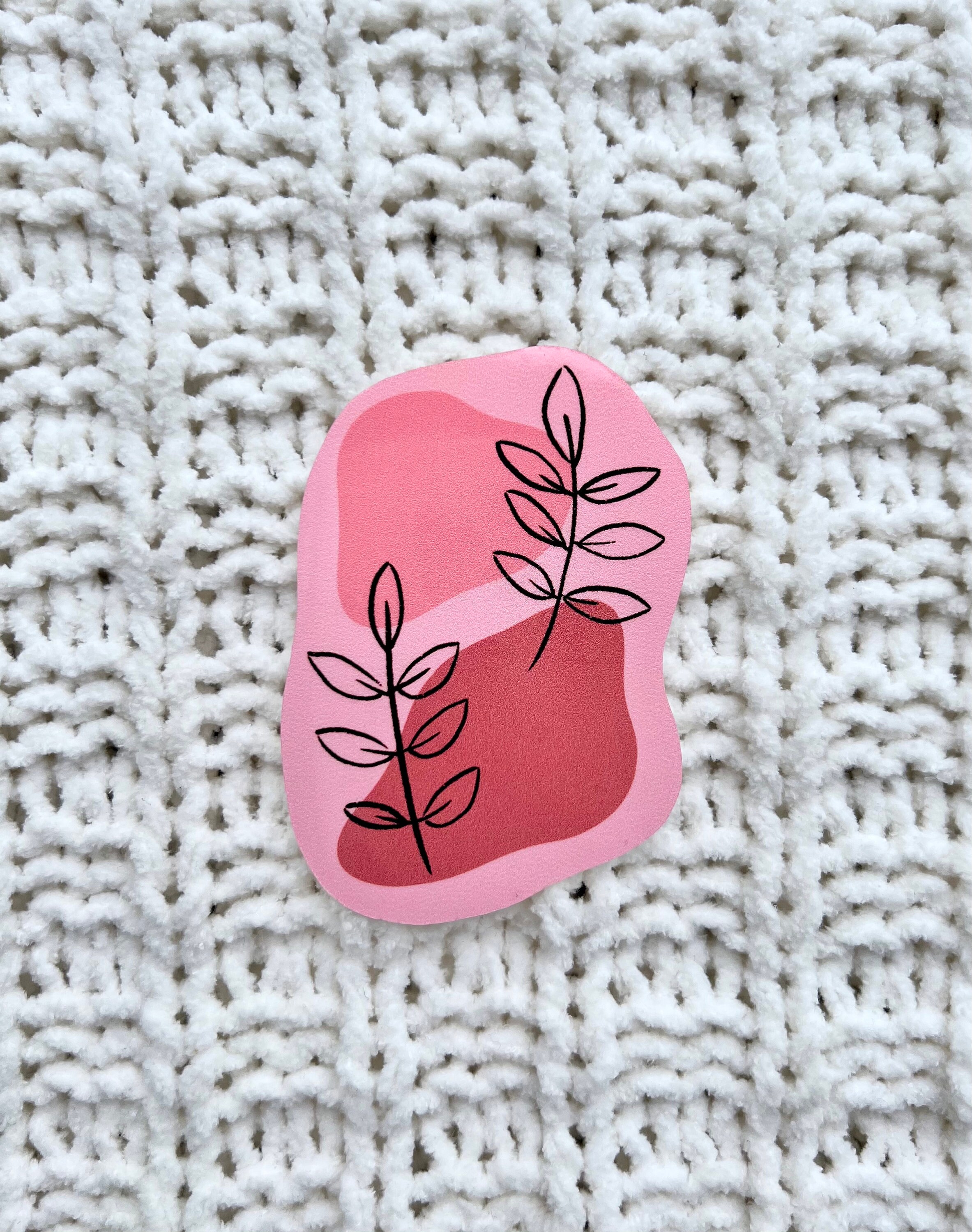 Pink Floral Abstract Sticker | 3x2 Inches | Leaves | Flower ...