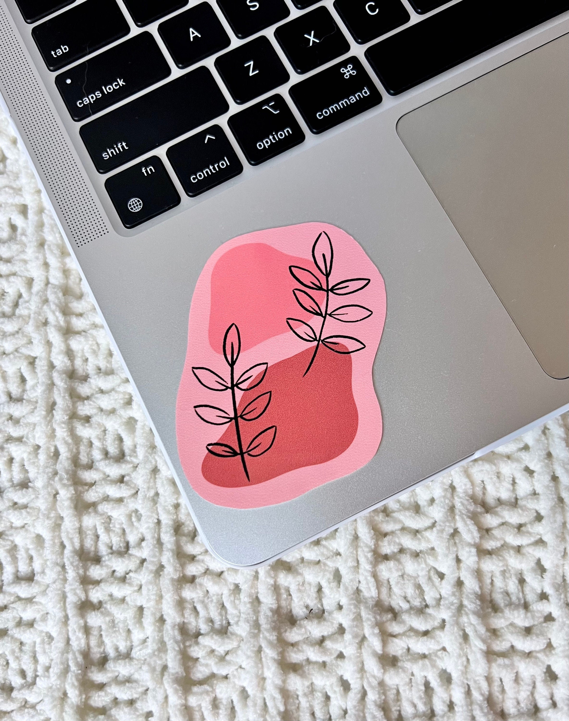 Pink Floral Abstract Sticker | 3x2 Inches | Leaves | Flower ...