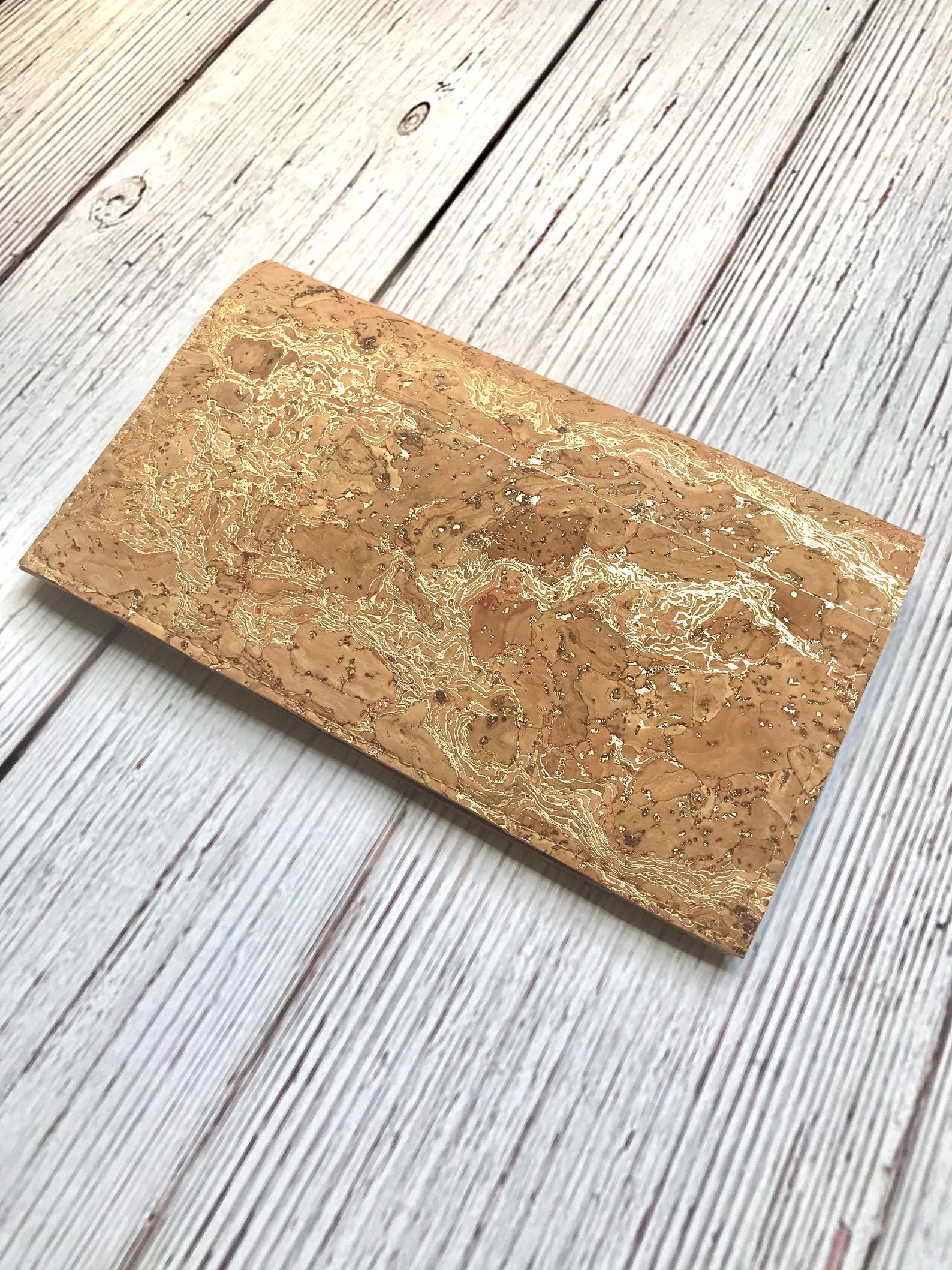 GOLD Cork Checkbook Cover Vegan Checkbook Cover Vegan Etsy