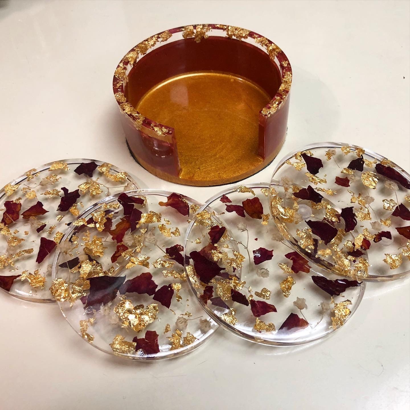 Coaster set & holder Etsy