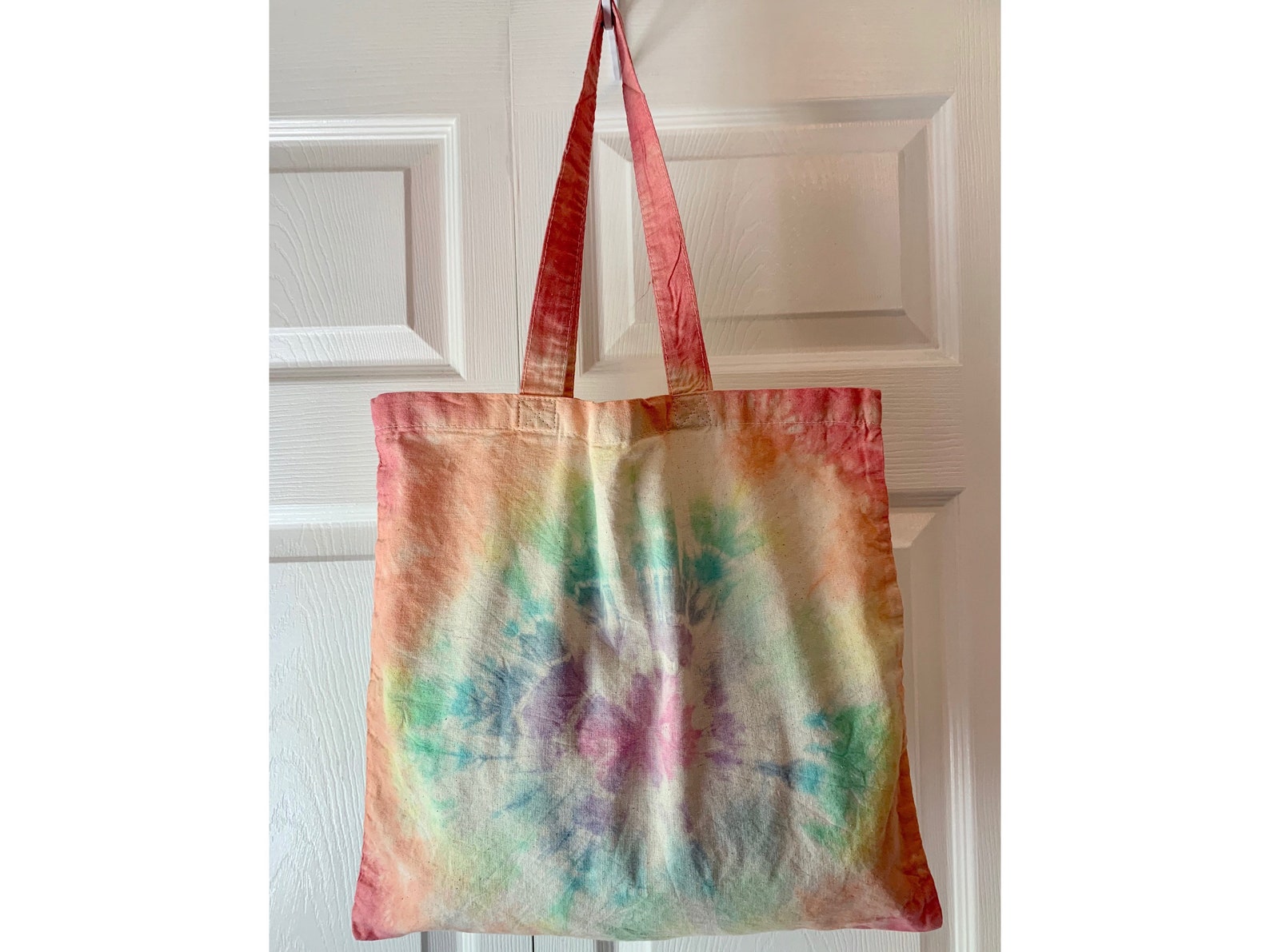 Rainbow TieDyed Tote Bag HandDyed Market Bag Hippie Boho Etsy