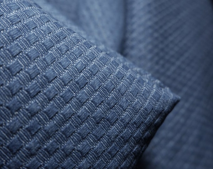 Thickened Blue Jacquard Line Texture Fabric for Dress Coat Hat Clothing ...