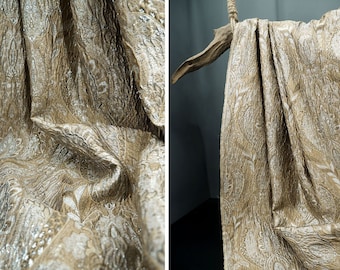 Embossed Jacquard Fabric, Luxury Gold Fabric, 100% Polyester Fabric, 55&#39;&#39; Width, European Blend Fabric, Designer Fabric, By The Yard, E9