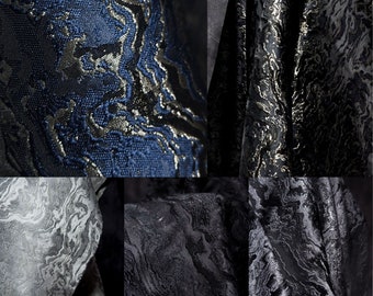 Black jacquard fabric, Double sided corrugated fabric, Camouflage pattern fabric, Rock texture fabric, Winter coat fabric, By the yard, D87