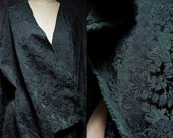 Jacquard flower fabric, 3D Dark green floral pattern fabric, Cheongsam dress fabric, Designer skirt blouses fabric, by meter, D15-2