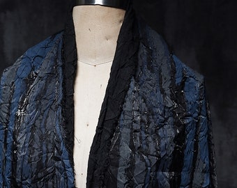 Tissu pli noir bleu, Tissu froissé, Tissus tressés pression rouge, Tissu rayures Japon, Tissu texture spéciale, au mètre, D51