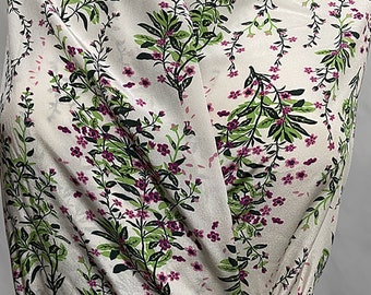 Pale pink silk Crepe de Chine fabric, Pure mulberry silk fabric, Leaves flowers printing dress fabric, shirt, scarves, by the yard/meter,B17