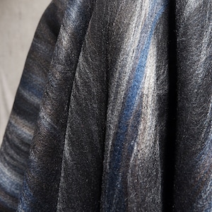 Wool felt designer fabric, Winter Coat Material, Black blue thick fabric, Wool carpet fabric, Blanket fabrics, 63''wide, by the yard, D66