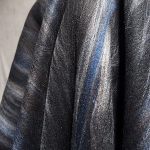 Wool felt designer fabric, Winter Coat Material, Black blue thick fabric, Wool carpet fabric, Blanket fabrics, 63&#39;&#39;wide, by the yard, D66