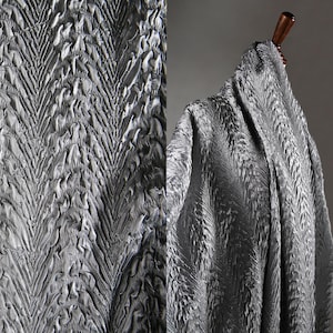 Dragon Scale Fabric- 3D Grey Pleated fabric- Texture Fabric- Concave and Convex Reconstituted Fabric- designer fabric- by the meter- D572