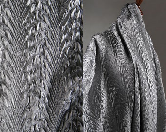 Dragon Scale Fabric- 3D Grey Pleated fabric- Texture Fabric- Concave and Convex Reconstituted Fabric- designer fabric- by the meter- D572