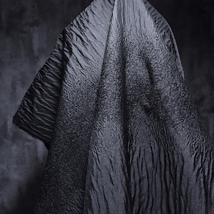 Black bark wood grain fabric, Jacquard fabric, Fold waves fabric, Texture gradient fabric, Dust coat fabric, Creative clothes, by yard, D35