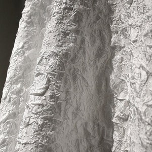 White jacquard fabric, 3D Creases fabric, Fold fabric, Texture dust coat fabric, Wrinkled dress fabric, Grain fabric, by the yard/meter, D97