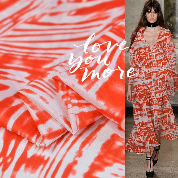 Orange tie-dye fabric, Natural mulberry silk fabric, Silk cotton blended fabric, Holiday style beach dress fabric, by the meter, A23