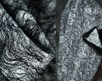 Black printing fabric, Irregular thread fabric, Summer casual apparel fabrics, 100% Polyester fabric, Designer Fabric, By the meter, D23