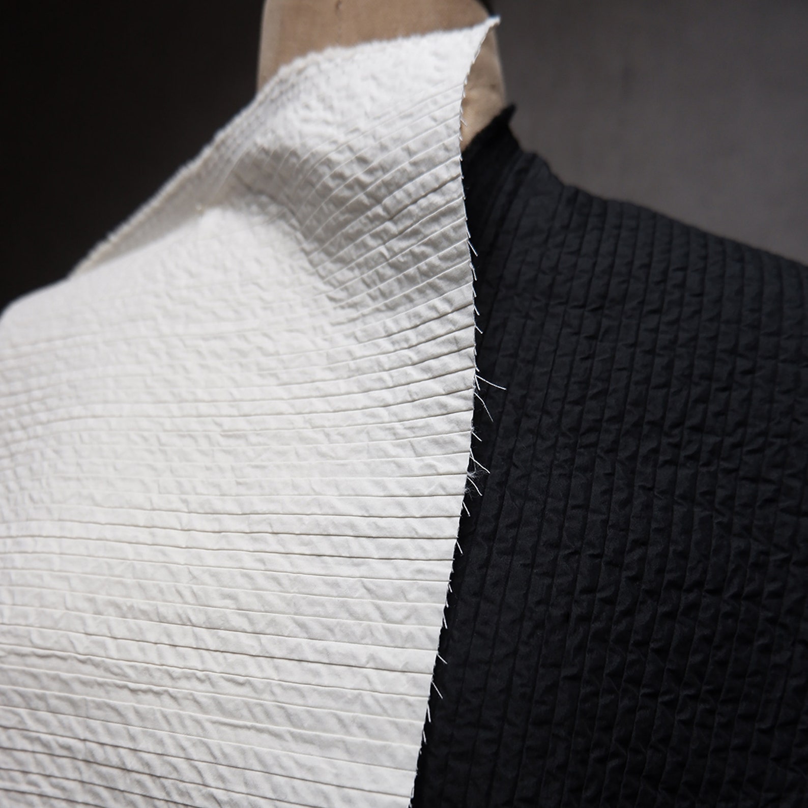 White Stripe Texture Fabric Black Cotton Fabric Dust Coat - Etsy