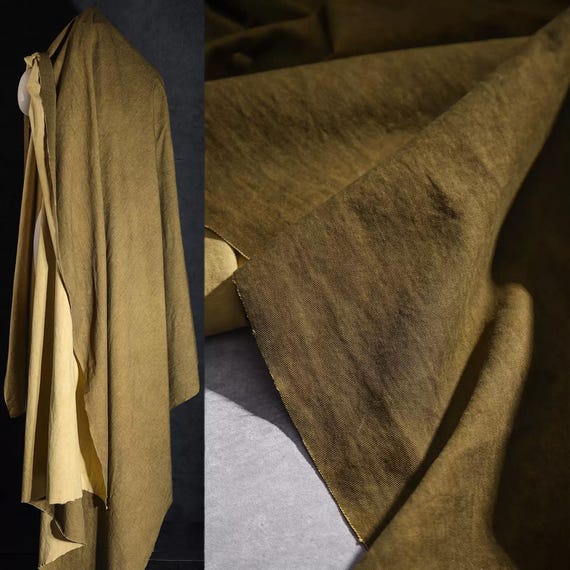 Camel Cotton-Linen Fabric, Garment-Dyed, Oxford Fabric, Textured Fabric, Distressed Fabric, Creative Fabric, By The Meter, D703