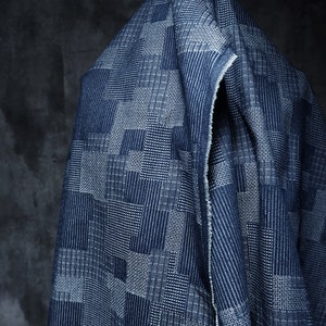 Denim, tissu texturé jacquard, tissu carré, tissu puzzle, tissu pur coton, tissu de haute qualité pour pantalons de cow-boy, l&#39;unité, D79
