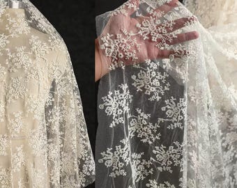Apricot Snowflake Embroidery Gauze Fabric, See Through Jacquard Fabric, Wedding Dress Sewing Fabric, Apparel Fabric, By The Meter, D674