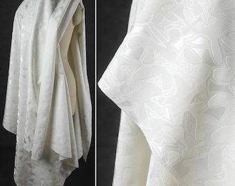 Witte jacquardstof, reliëfstructuurstof, stof met onregelmatig patroon, donkere structuurstof, per meter, D512