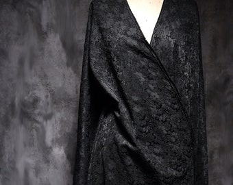Jacquard flower fabric, 3D black floral pattern fabric, Cheongsam dress fabric, Designer skirt blouses fabric, by meter, D15-1