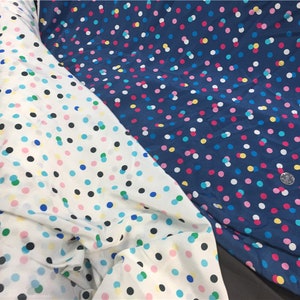 Wave point real silk fabric, Silk Crepe de Chine fabric, White pure mulberry silk fabric, Blue dress fabric, Blouses shirt fabric, B47