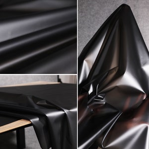 Black Matte Scrub/TPU 0.2mm Translucent fabric- Waterproof Soft Coat Fabric- DIY Backpack- Trench Coat Fabric- by the meter- D537