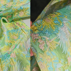 Double-Sided Jacquard Fabric, Embossed Relief Texture, Spring Botanical Garden Motif, Lustrous Fabric, Luxury Fabric, By Meter, D549