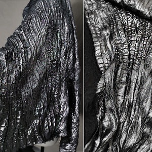 Silvery Black Fabric, Texture Fabric, Pleated Fabric, Water Wrinkle Fabric, Fold fabric, Creative Fabric, Designer Fabric, by the meter,D509
