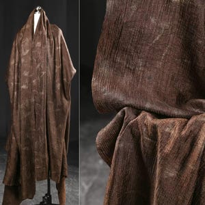 Dark Brown Cotton Fabric, Slightly Wrinkled Ironed Fabric, Textured fabric, Soft fabric, Apparel Fabric, Designer Fabric, By The Meter, D301