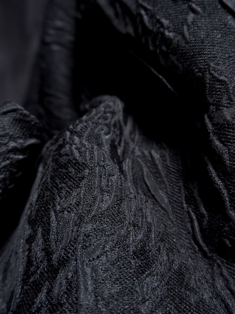 Black jacquard fabric, 3D reef relief fabric, Irregular Pattern Fabric, Dark textured fabric, Premium blend thick fabric, by the meter, D148 image 5