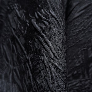 Black jacquard fabric, 3D reef relief fabric, Irregular Pattern Fabric, Dark textured fabric, Premium blend thick fabric, by the meter, D148 image 6