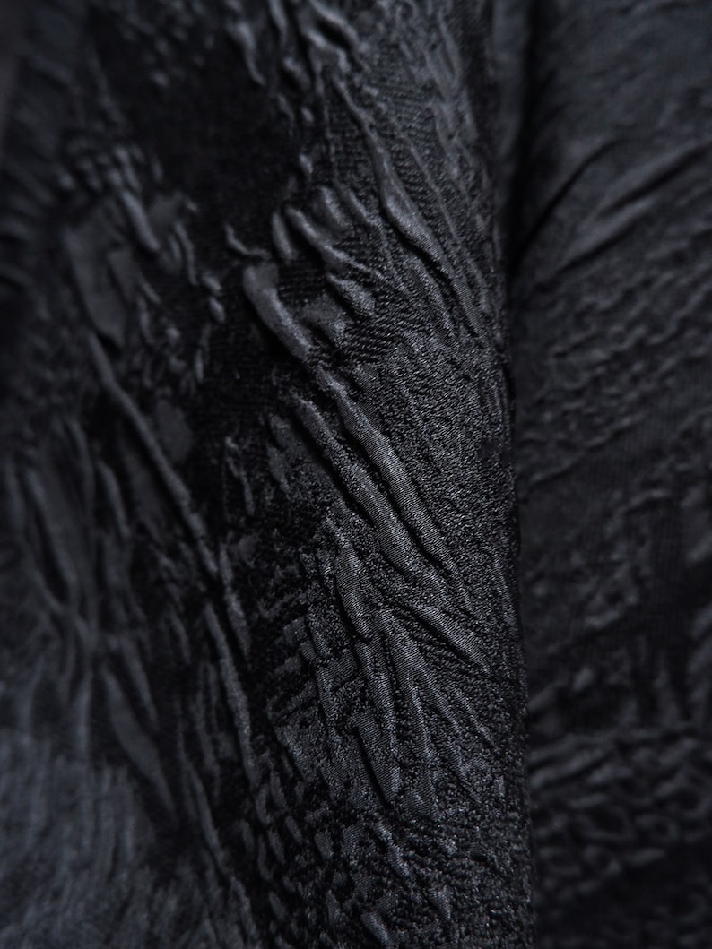 Black jacquard fabric, 3D reef relief fabric, Irregular Pattern Fabric, Dark textured fabric, Premium blend thick fabric, by the meter, D148 image 6