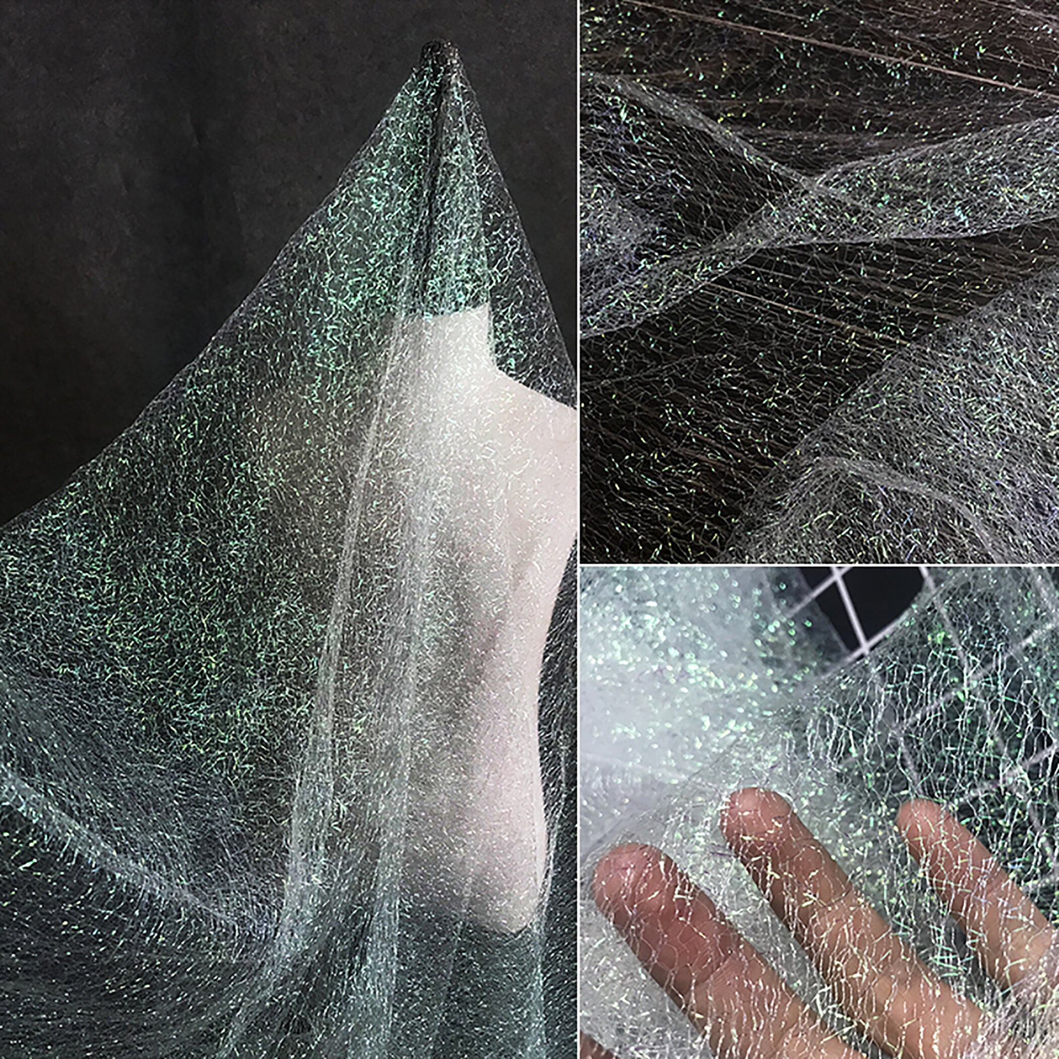 Dream color net yarn fabricHollow out textureBud silk | Etsy