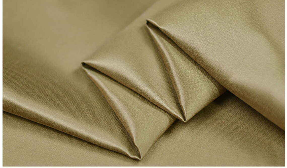 Khaki yellow thick silk cotton blend fabric Pure color Etsy