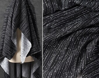 Black Jacquard Fabric, Crinkled Strip Fabric, Cotton Linen Fabric, Designer Fabric,Jacket Fabric, by the meter, D633
