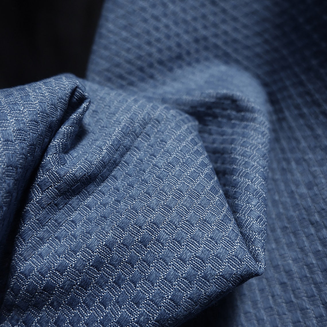 Woven Denim Fabrics Jacquard Texture Fabric Blue Cotton Etsy