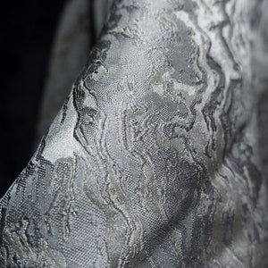 Silver gray jacquard fabric, Double sided corrugated fabric, Camouflage pattern fabric, Corrugated texture thick fabric, By the yard, D87-2