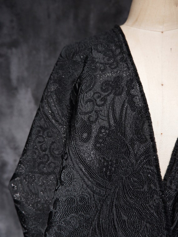 Black Jacquard Fabrics, Totem Flower Design Fabric, 3D
