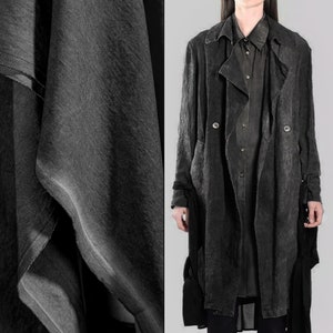 Black Grey Oxford Fabric Cotton Fabric Plant Dyed Fabric Canvas Fabric Worn-out Fabric Sold by the yard D210-2