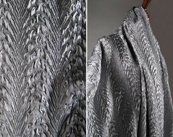 Dragon Scale Fabric- 3D Grey Pleated fabric- Texture Fabric- Concave and Convex Reconstituted Fabric- designer fabric- by the meter- D572