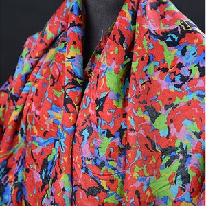 Colorful flowers, Jacquard mulberry silk cotton blended fabric, Crepe satin plain, {sang pu}satin, hanfu dress fabric, by the yard, A39